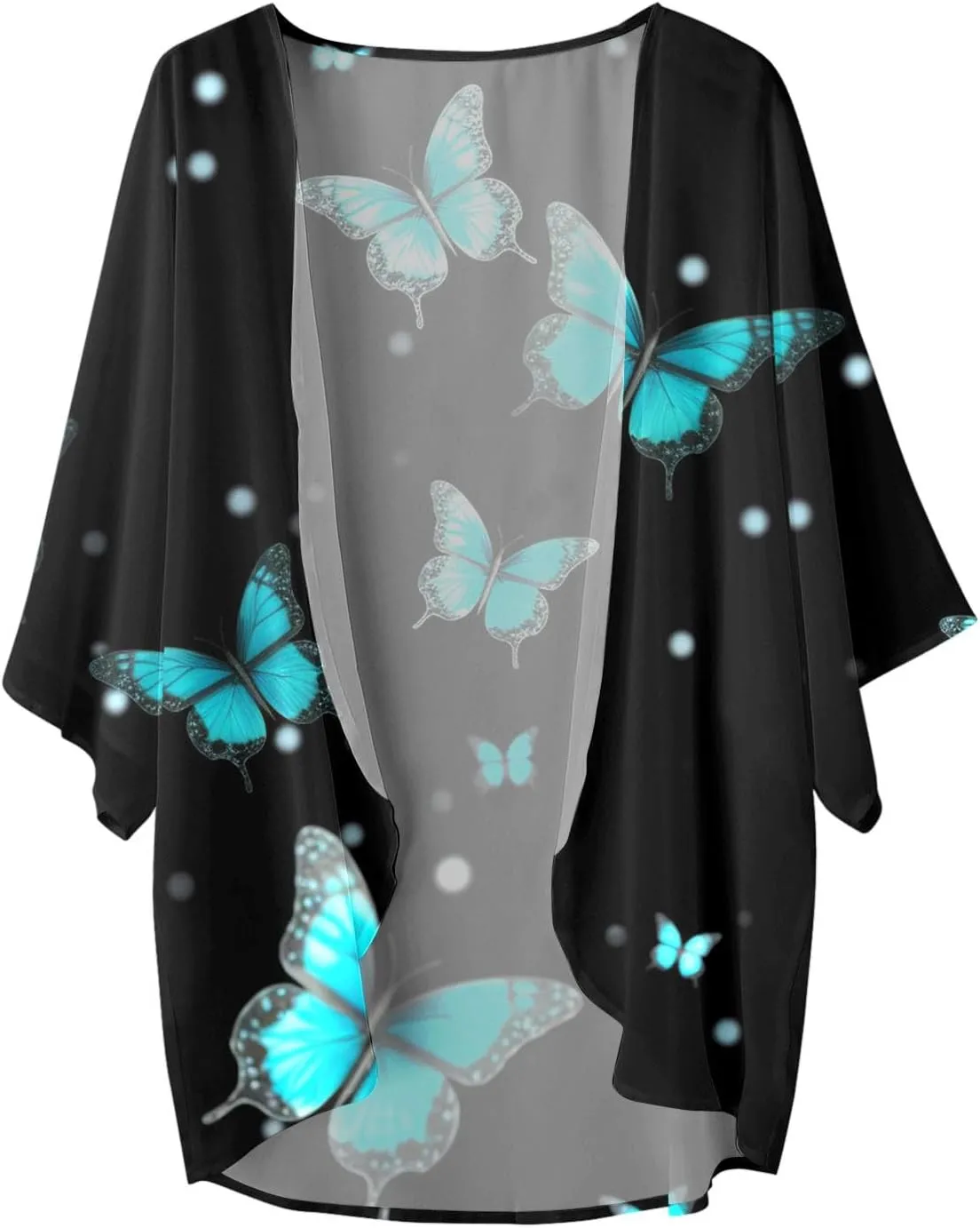 2023 Women's Casual Cardigan Puff Sleeve Floral Lightweight Coats Fall Open Front Cardigans Soft Draped Cardigan Jackets