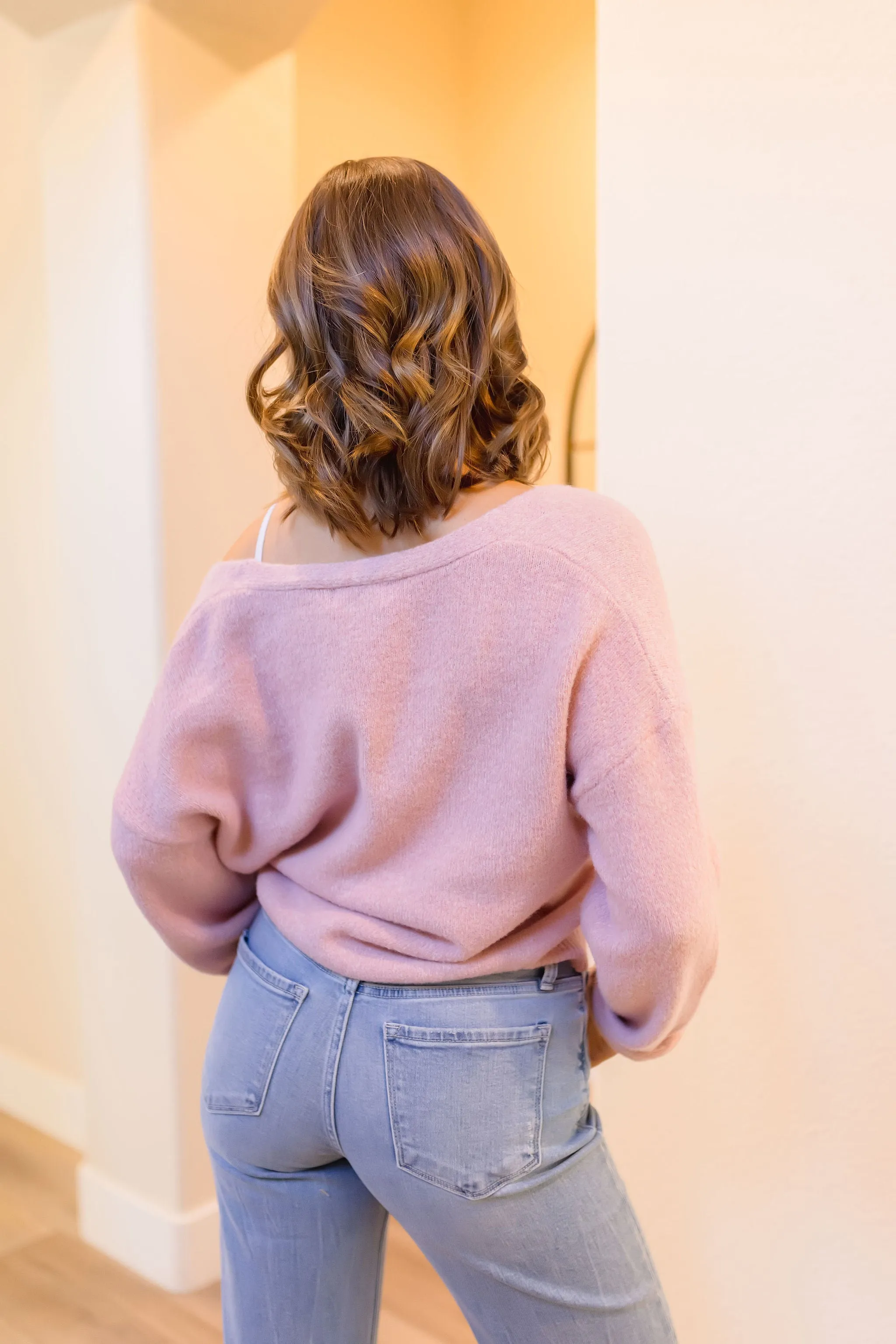 Beverly Long Sleeve Button Down Cardigan Pink