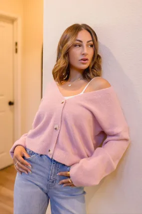 Beverly Long Sleeve Button Down Cardigan Pink