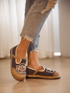 Cactus Rose | Kelilah Embroidered Linen Loafer - Grey