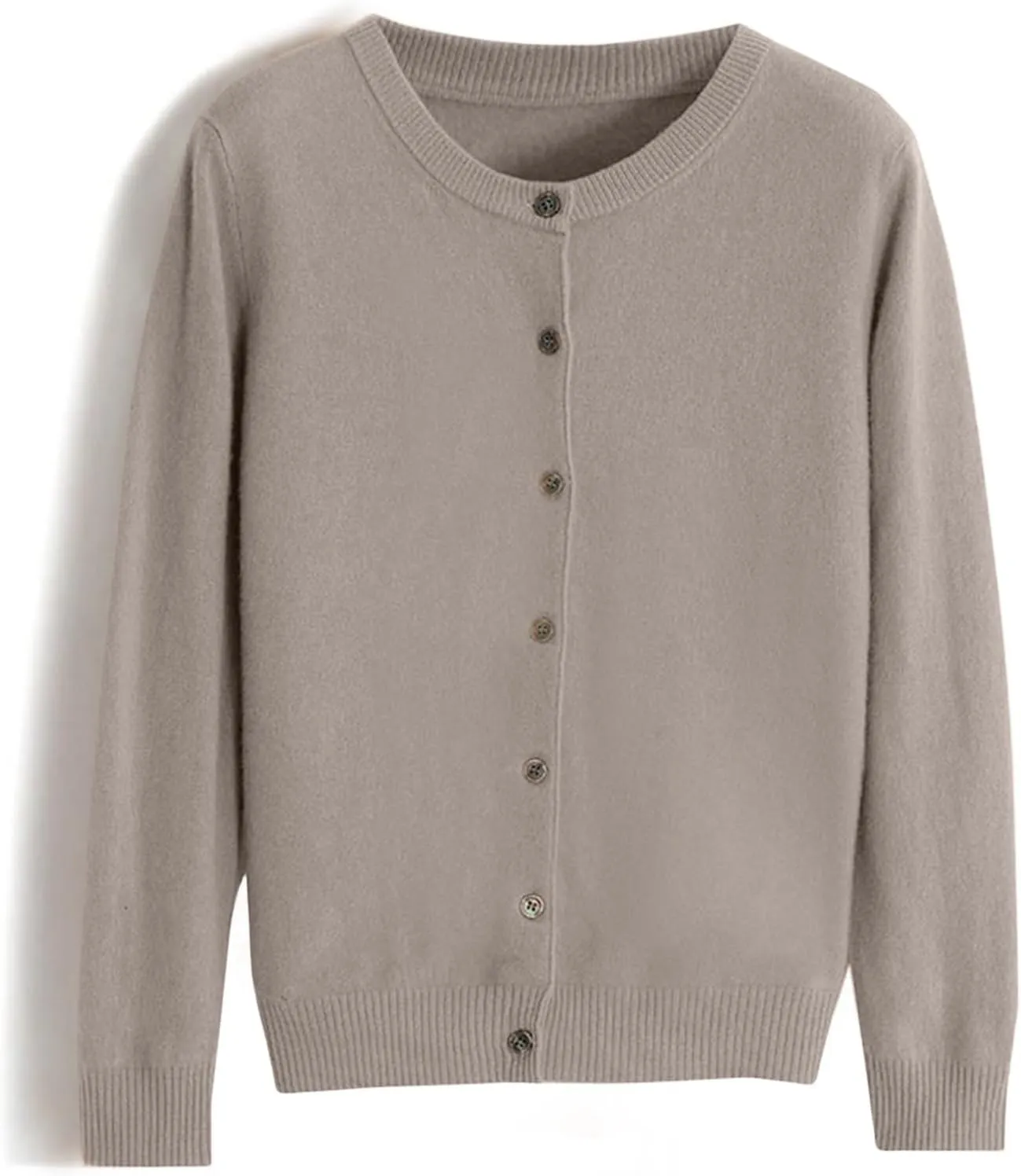 Cardigan Sweaters for Women Long Sleeve Crew Neck Soft Cashmere Sweater Open Front Button Lightweight Warm Outerwear