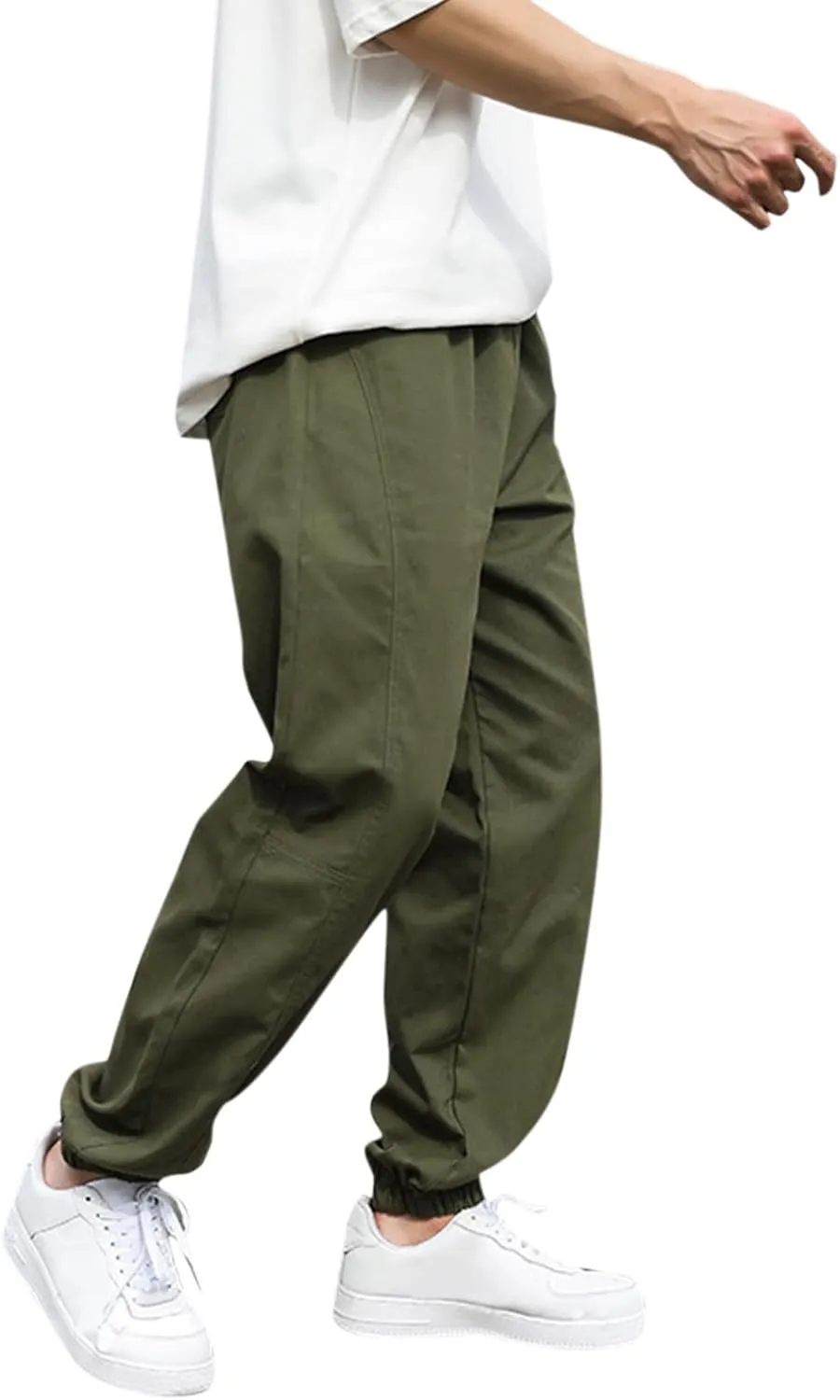 Cargo Pants for Men Big and Tall, Cargo Pants Elastic Waist Joggers Solid Casual Multi Pockets Outdoor Straight Type