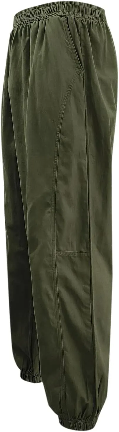 Cargo Pants for Men Big and Tall, Cargo Pants Elastic Waist Joggers Solid Casual Multi Pockets Outdoor Straight Type