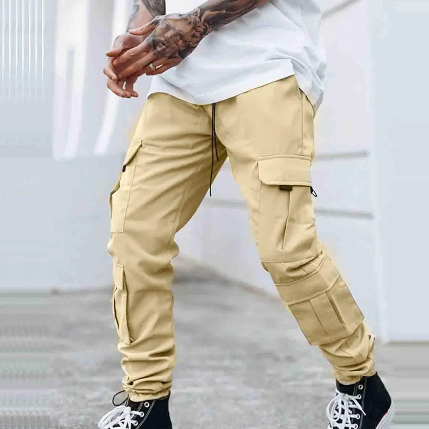 Cargo Pants for Men Joggers Pants with 6 Pocket Lightweight Casual Baggy Overalls Jogger Sports Outdoor Trousers Mens