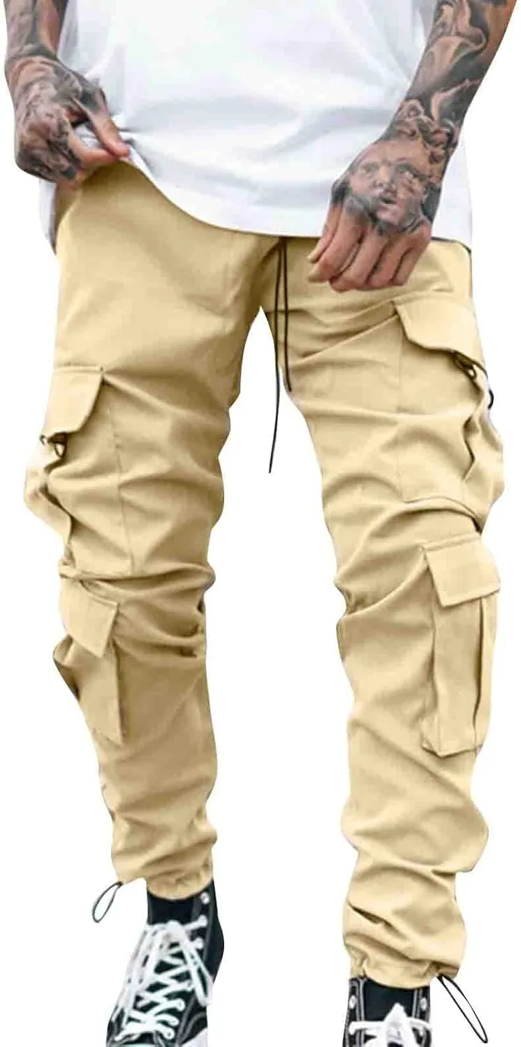 Cargo Pants for Men Joggers Pants with 6 Pocket Lightweight Casual Baggy Overalls Jogger Sports Outdoor Trousers Mens