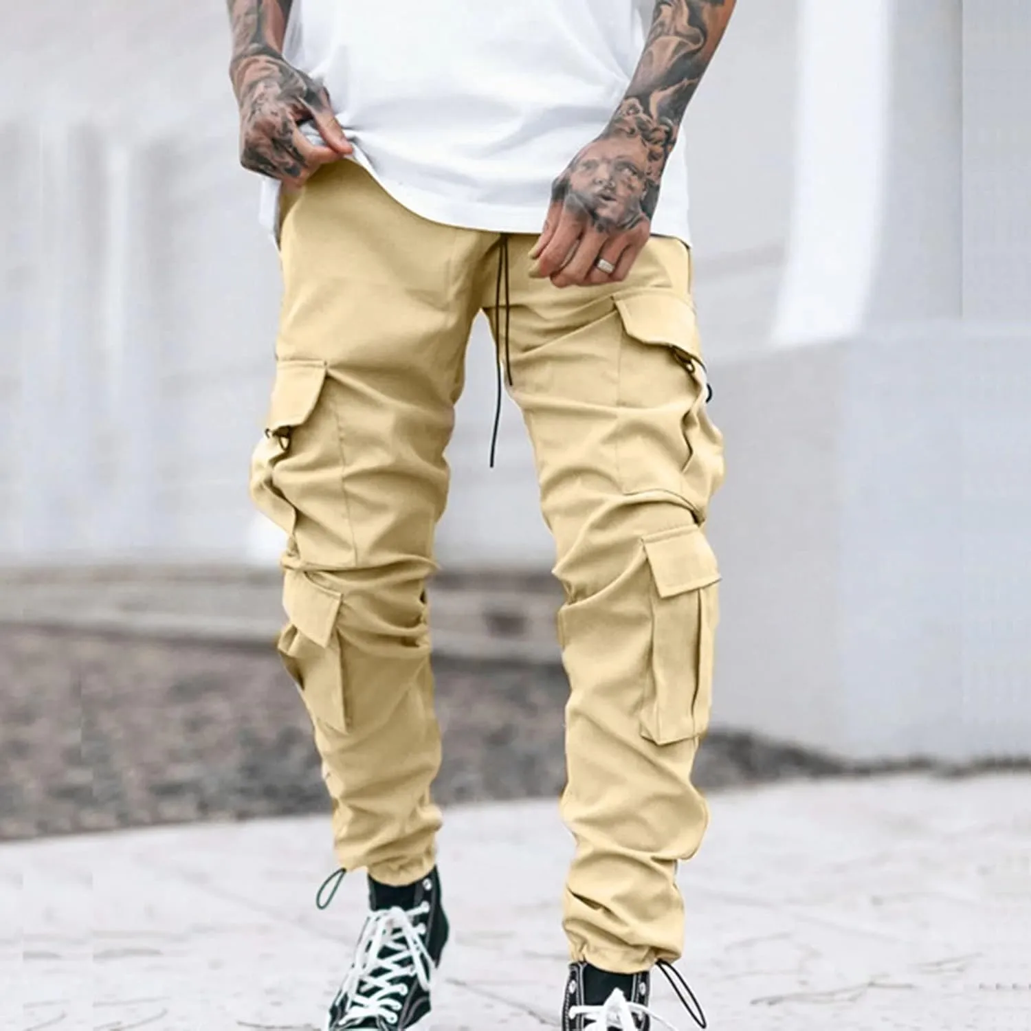 Cargo Pants for Men Joggers Pants with 6 Pocket Lightweight Casual Baggy Overalls Jogger Sports Outdoor Trousers Mens
