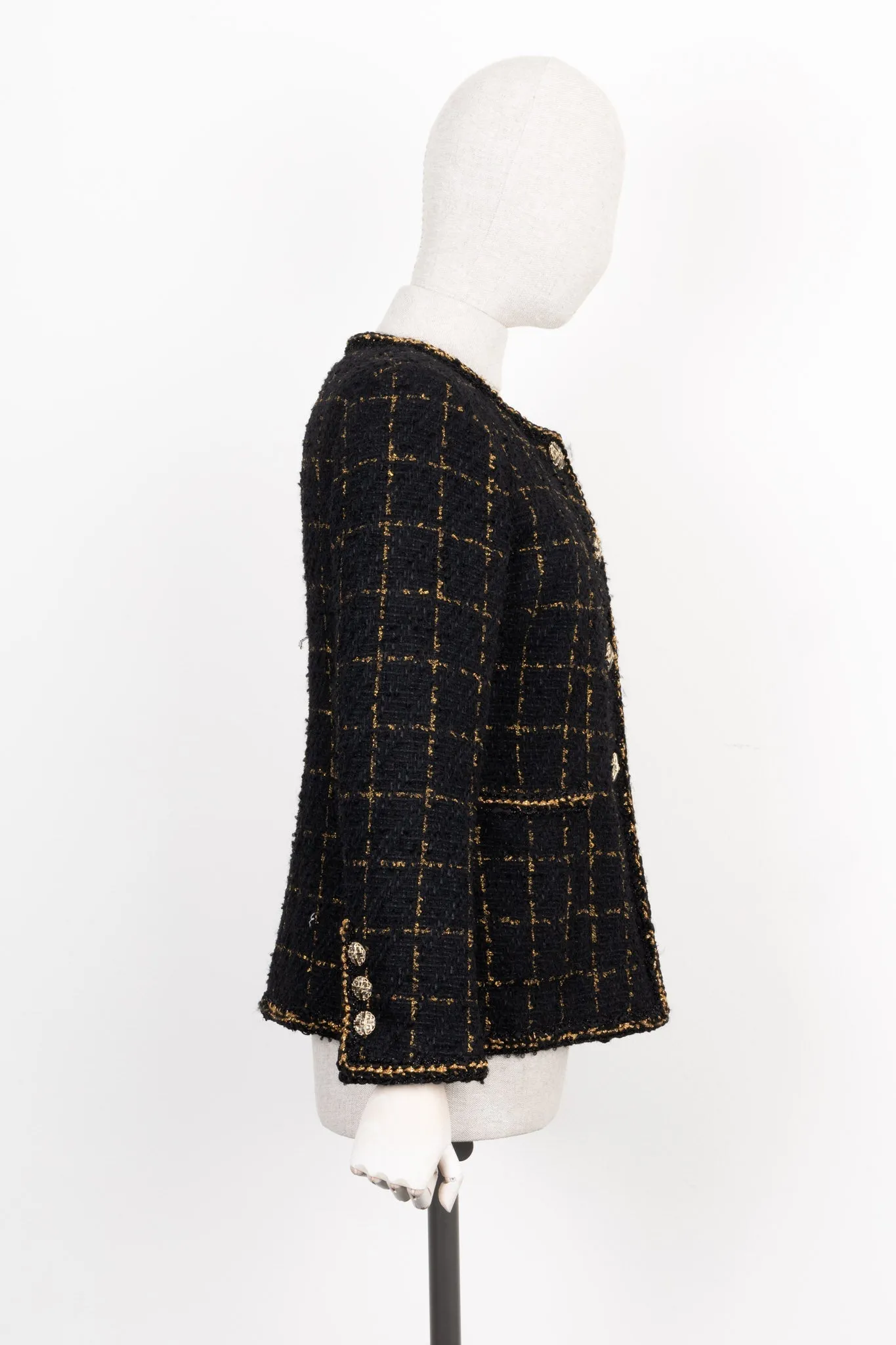 CHANEL Classic Tweed Jacket Black Gold