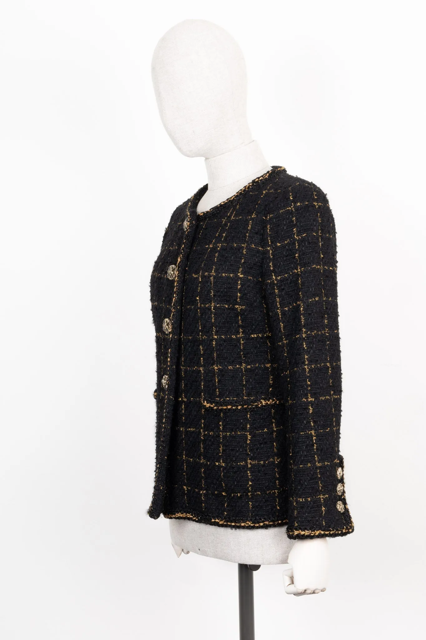 CHANEL Classic Tweed Jacket Black Gold