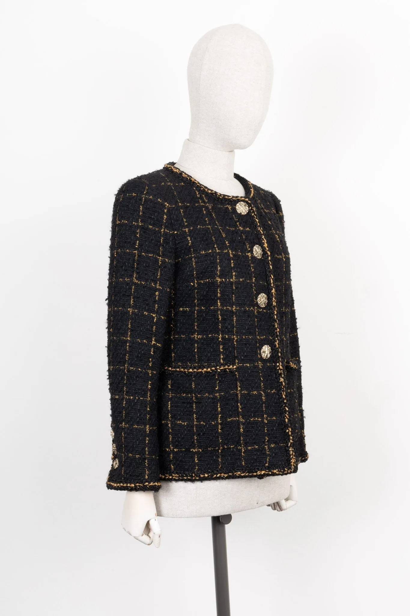 CHANEL Classic Tweed Jacket Black Gold
