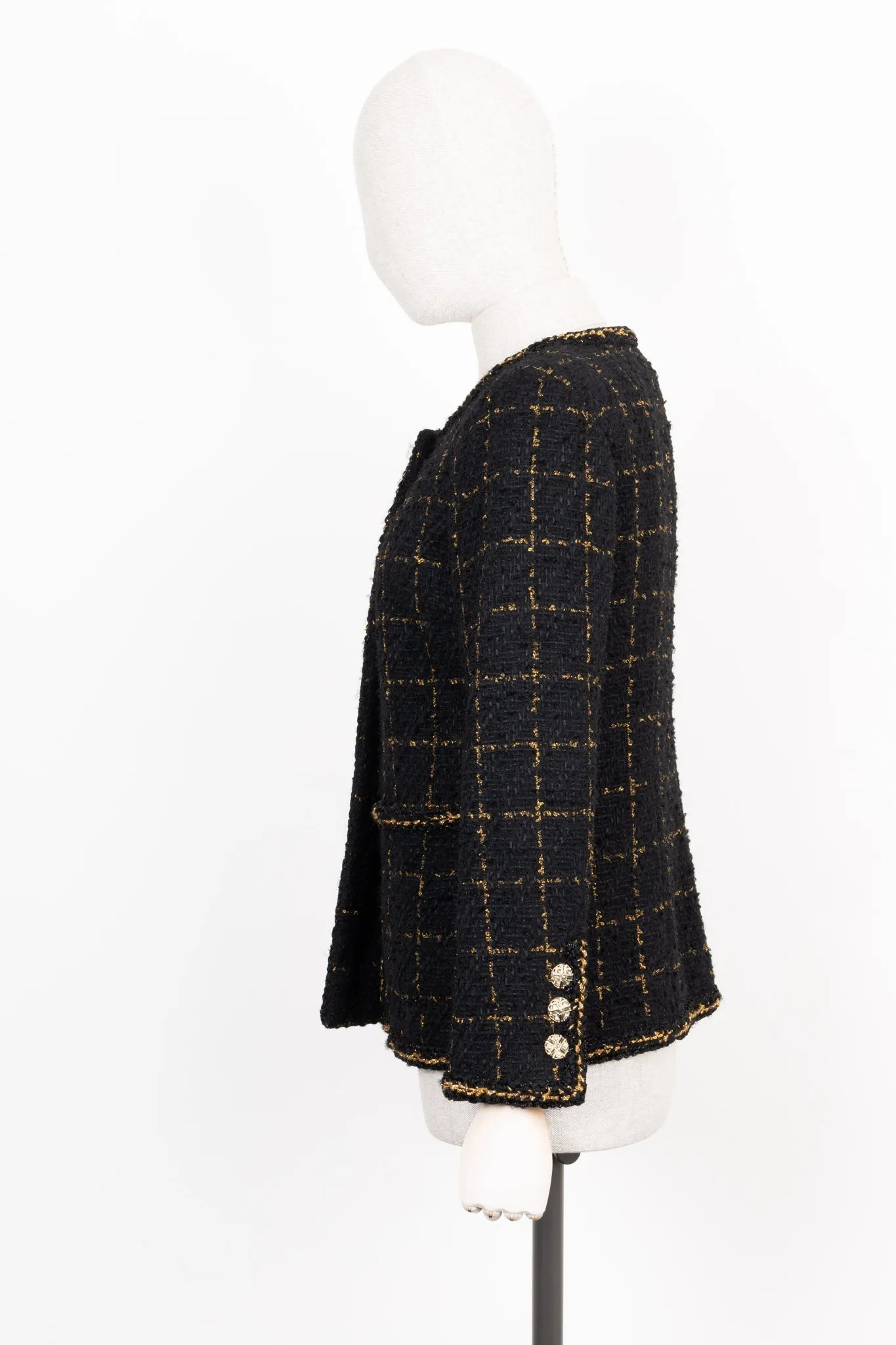 CHANEL Classic Tweed Jacket Black Gold