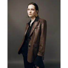 CLASSIC BROWN LEATHER BLAZER