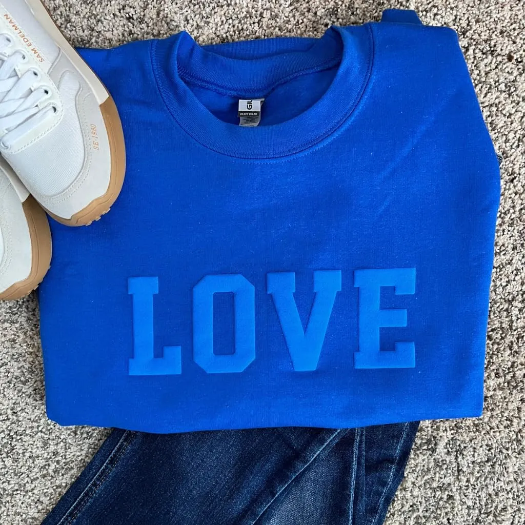 Custom Sweatshirts for Women Embossed Sweatshirt, Puff Print Sweatshirt, Custom School Sweatshirt Mascot Team Name Monotone Sweater Personalized Sweatshirt (XL, Blue)