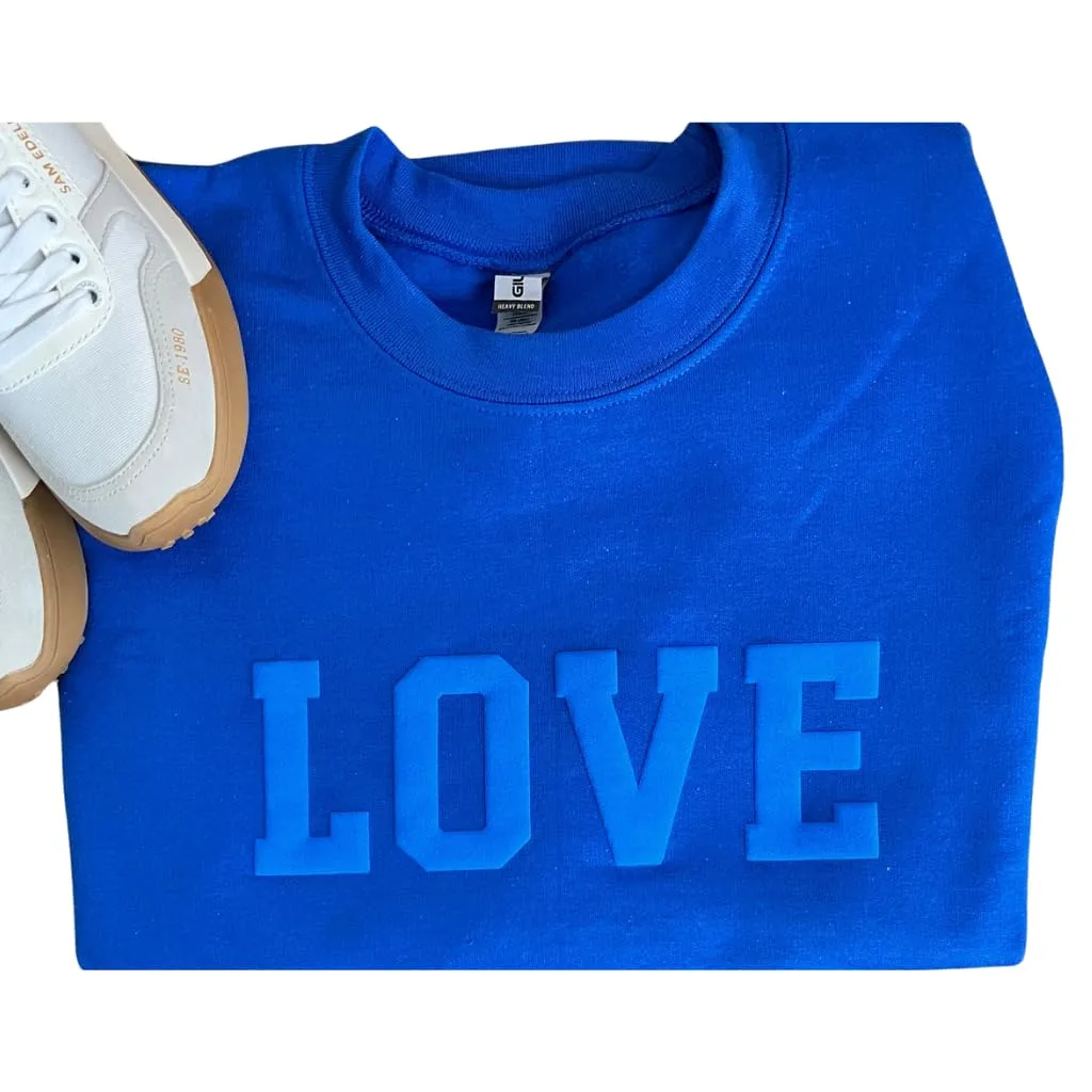 Custom Sweatshirts for Women Embossed Sweatshirt, Puff Print Sweatshirt, Custom School Sweatshirt Mascot Team Name Monotone Sweater Personalized Sweatshirt (XL, Blue)