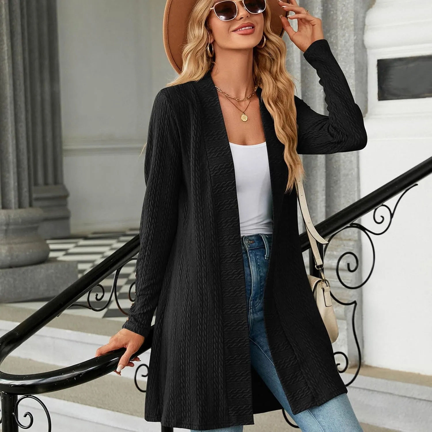 Fall Sweaters for Women 2025 Oversized Soft Knit Cardigan Sweater Long Sleeve Warm Loose Casual Winter Outwear