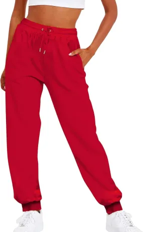 Febecool Cargo Pants Women Fashion Sport Solid Color Blocking Drawstring Pocket Casual Sweatpants Pants
