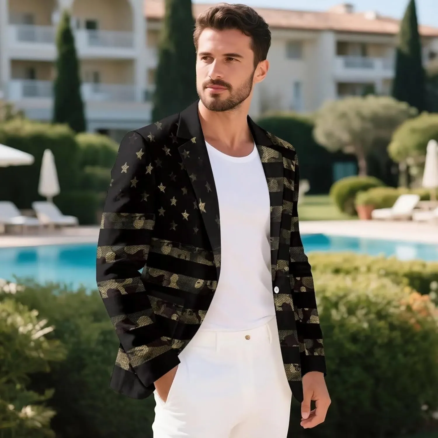 GOSTONG Men's Casual Suit Blazer Slim Fit One Button Sport Coats Long Sleeve Dinner Jacket Breathable Lining for Party S-5XL
