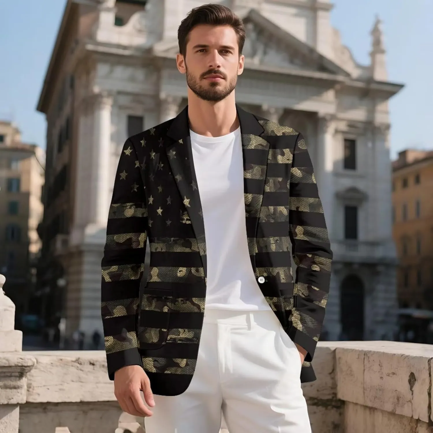 GOSTONG Men's Casual Suit Blazer Slim Fit One Button Sport Coats Long Sleeve Dinner Jacket Breathable Lining for Party S-5XL