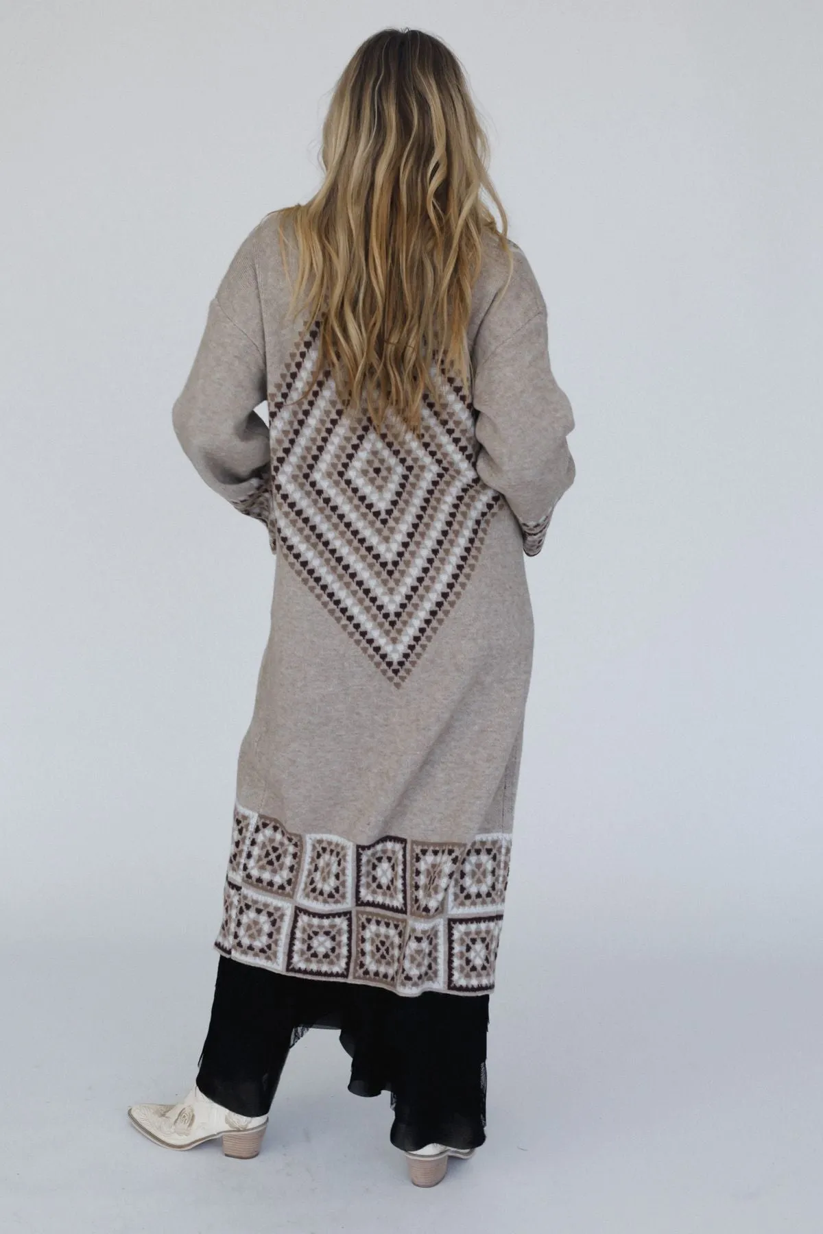 Heartfelt Patterned Cardigan - Taupe