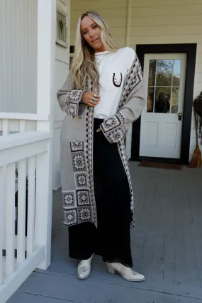 Heartfelt Patterned Cardigan - Taupe