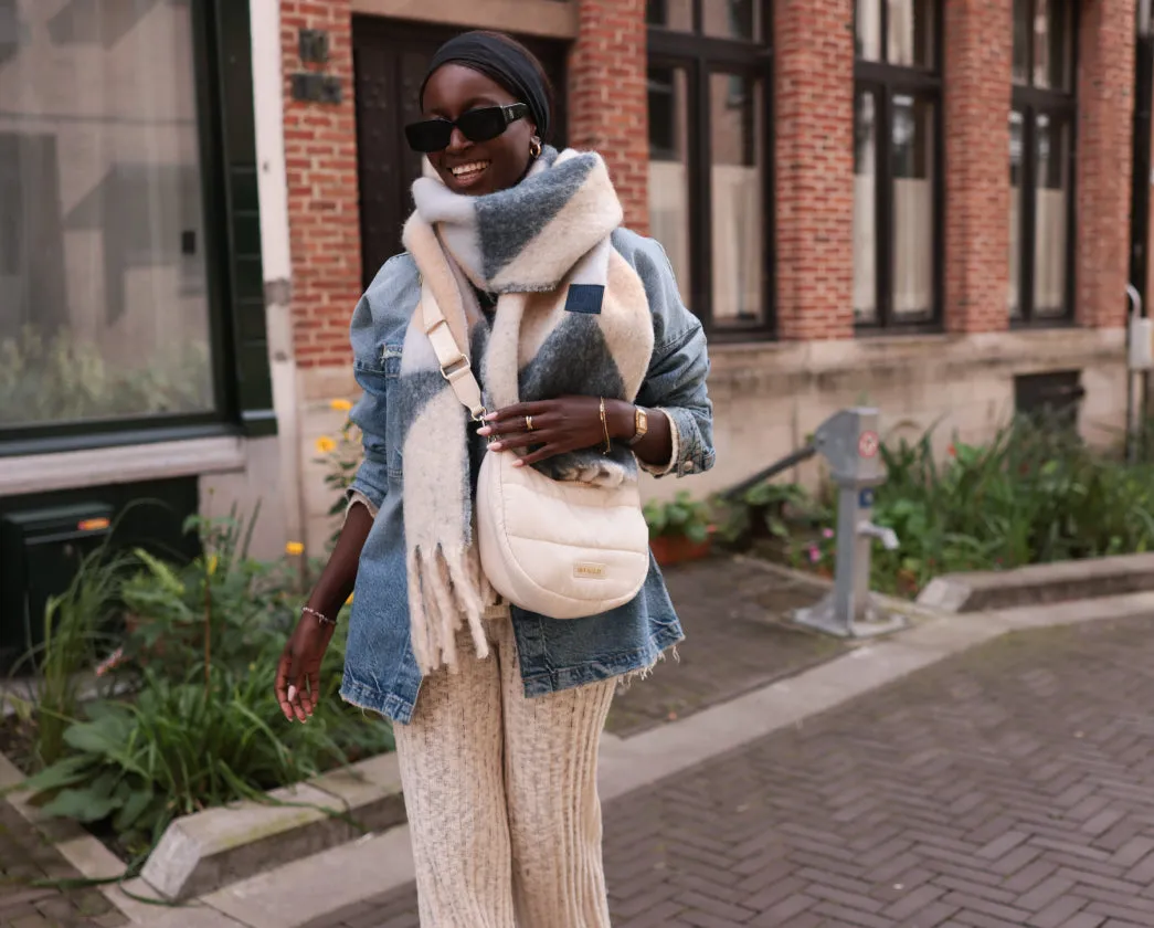 Hey Beanie & Cozy Scarf - Sand / Blue