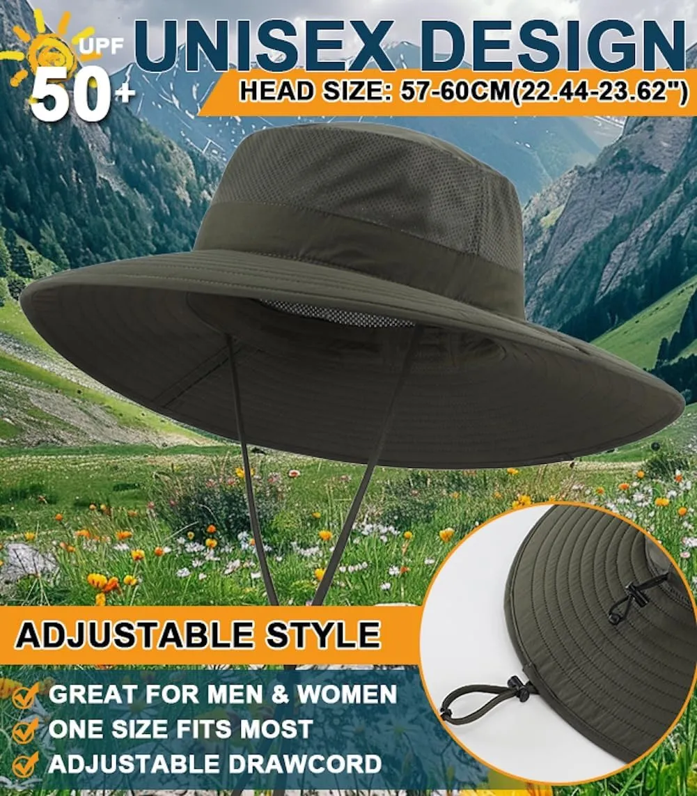 Home Prefer UPF50  Mens Sun Hat Wide Brim Fishing Hat Foldable Large Brim UV Protection Sun Hat for Men Women Beach Gardening