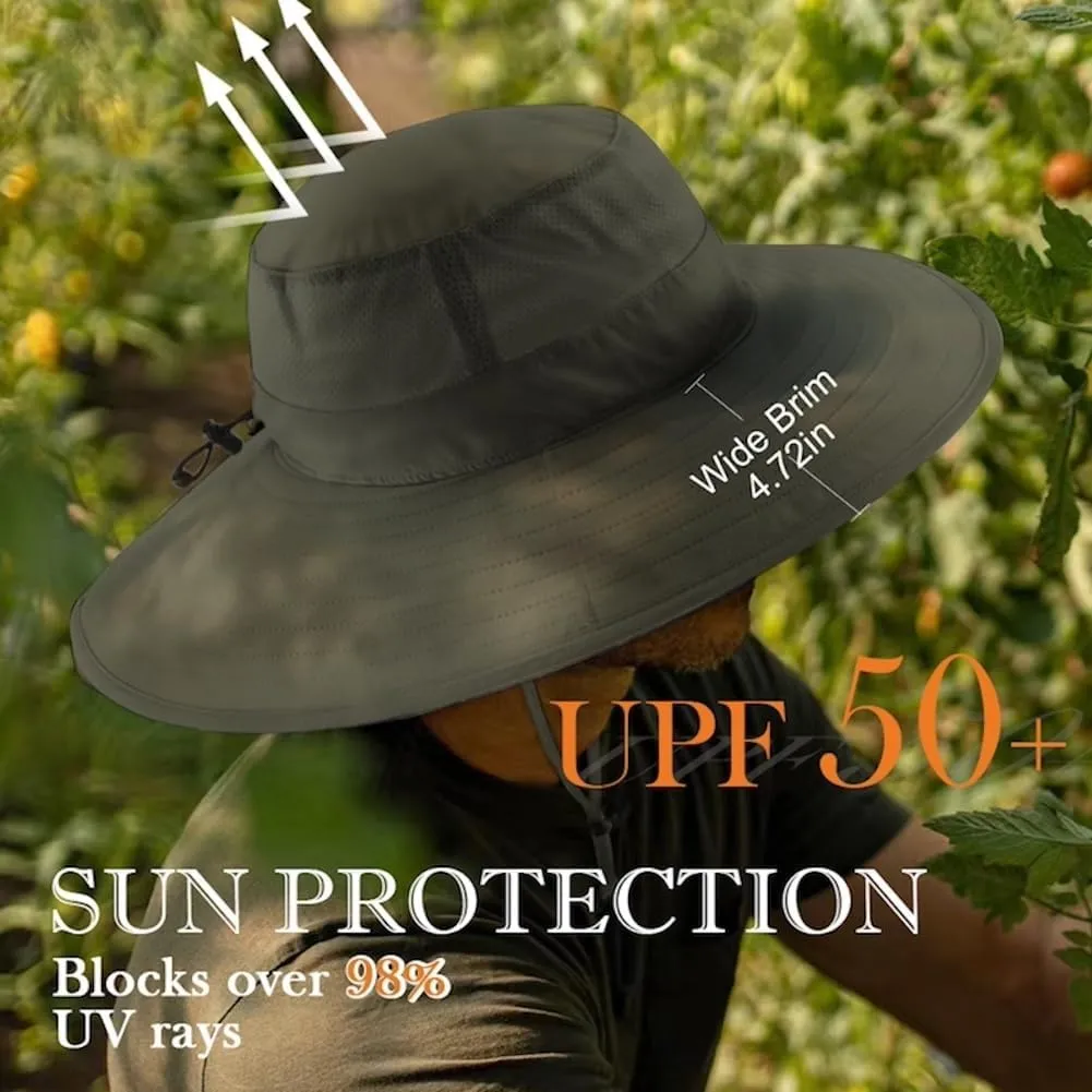 Home Prefer UPF50  Mens Sun Hat Wide Brim Fishing Hat Foldable Large Brim UV Protection Sun Hat for Men Women Beach Gardening