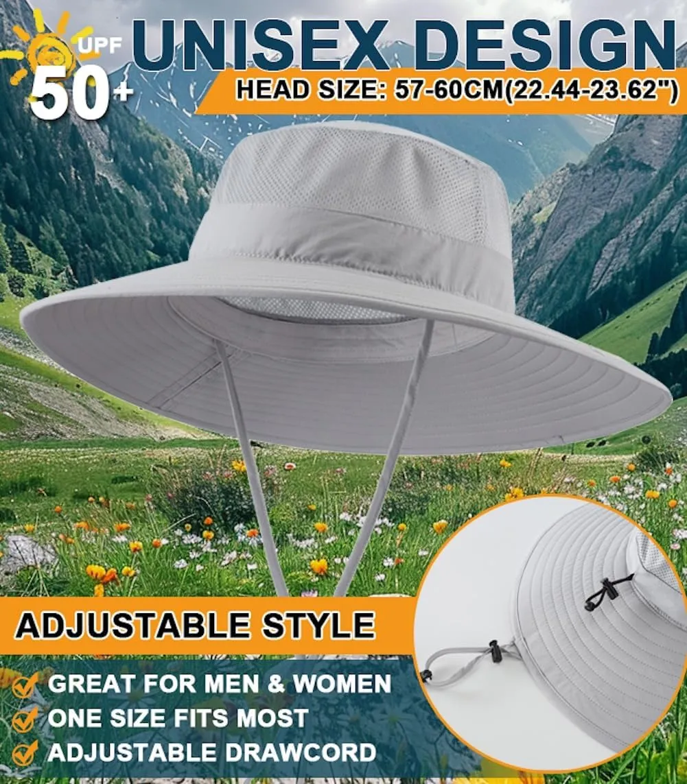 Home Prefer UPF50  Mens Sun Hat Wide Brim Fishing Hat Foldable Large Brim UV Protection Sun Hat for Men Women Beach Gardening