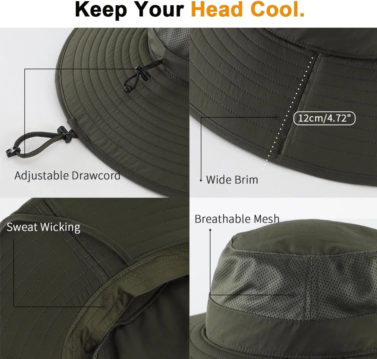 Home Prefer UPF50  Mens Sun Hat Wide Brim Fishing Hat Foldable Large Brim UV Protection Sun Hat for Men Women Beach Gardening