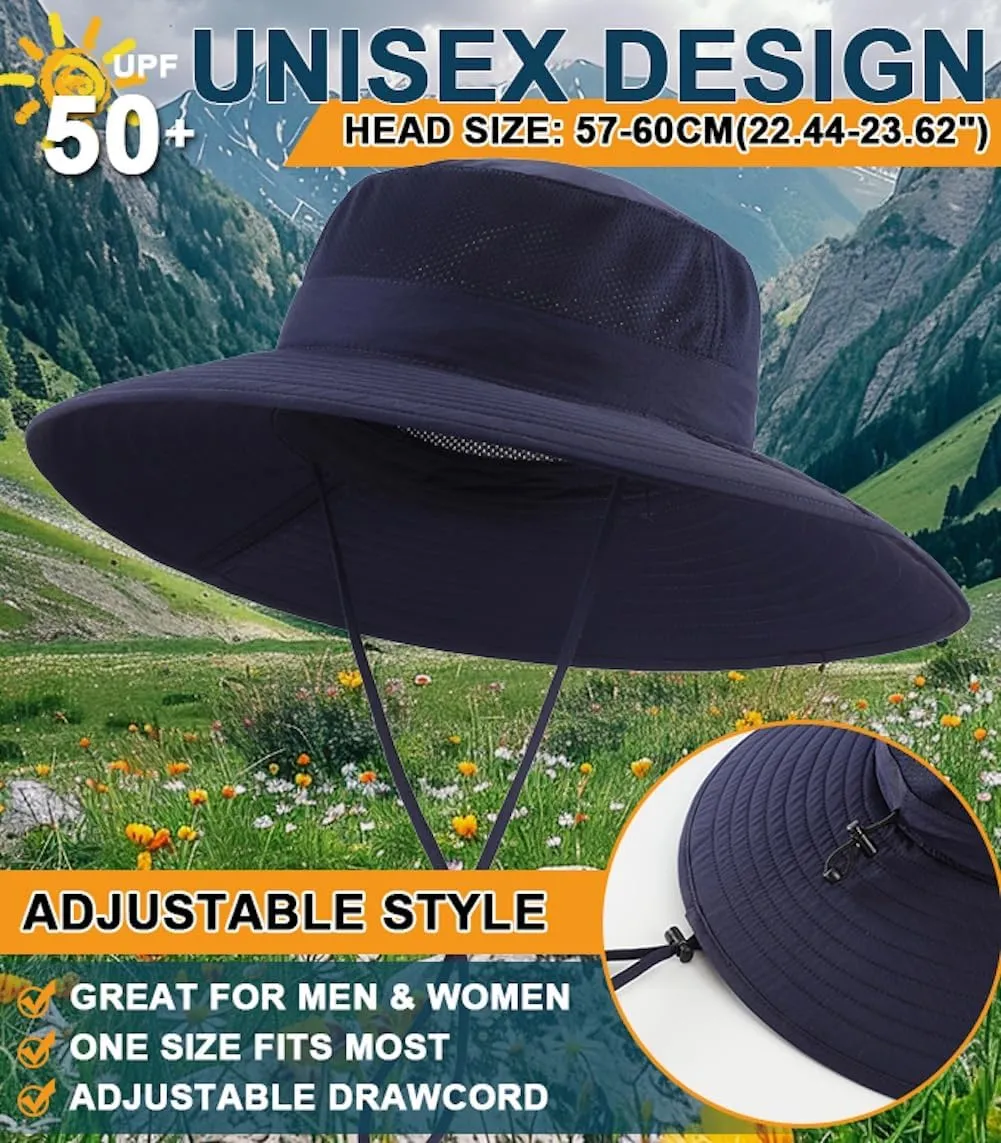 Home Prefer UPF50  Mens Sun Hat Wide Brim Fishing Hat Foldable Large Brim UV Protection Sun Hat for Men Women Beach Gardening