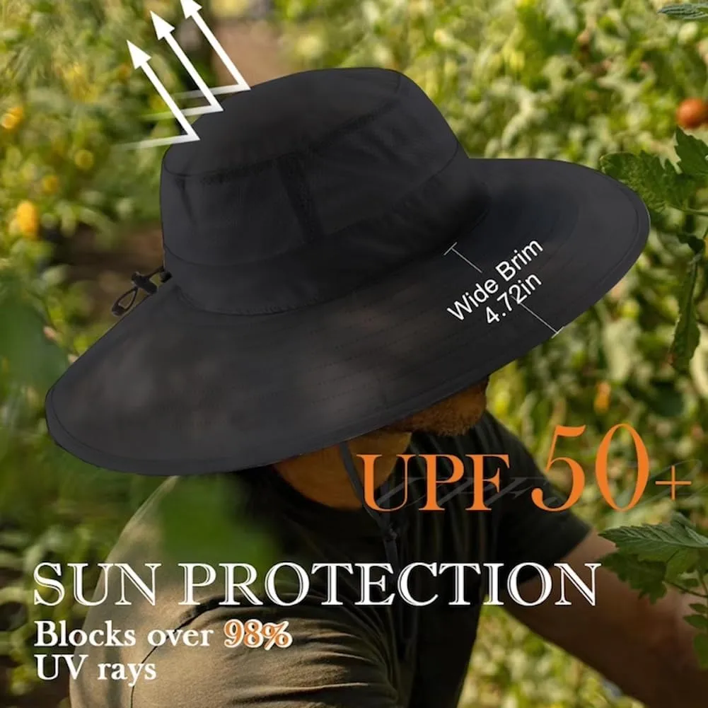 Home Prefer UPF50  Mens Sun Hat Wide Brim Fishing Hat Foldable Large Brim UV Protection Sun Hat for Men Women Beach Gardening