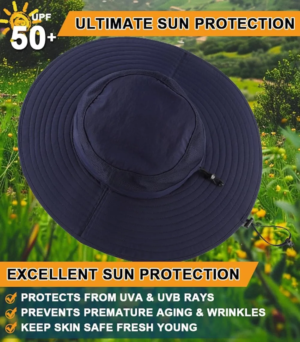Home Prefer UPF50  Mens Sun Hat Wide Brim Fishing Hat Foldable Large Brim UV Protection Sun Hat for Men Women Beach Gardening