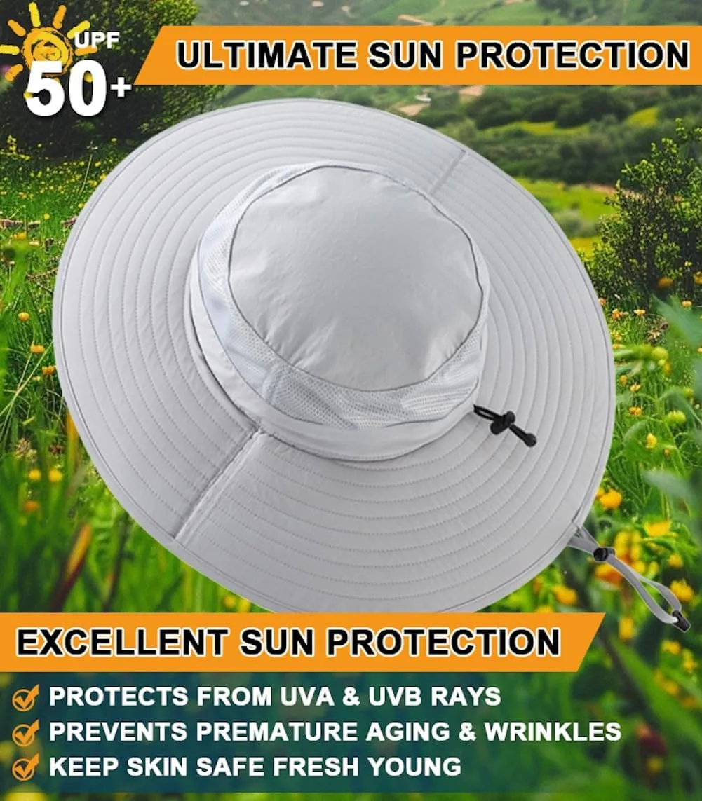 Home Prefer UPF50  Mens Sun Hat Wide Brim Fishing Hat Foldable Large Brim UV Protection Sun Hat for Men Women Beach Gardening