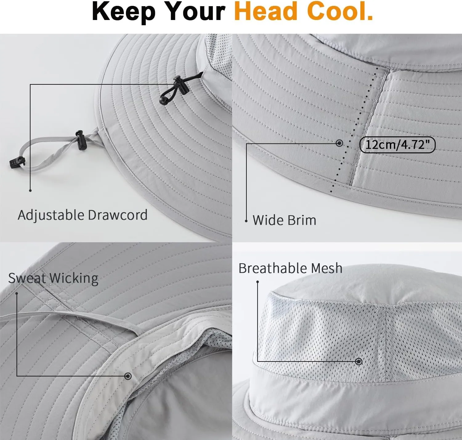 Home Prefer UPF50  Mens Sun Hat Wide Brim Fishing Hat Foldable Large Brim UV Protection Sun Hat for Men Women Beach Gardening