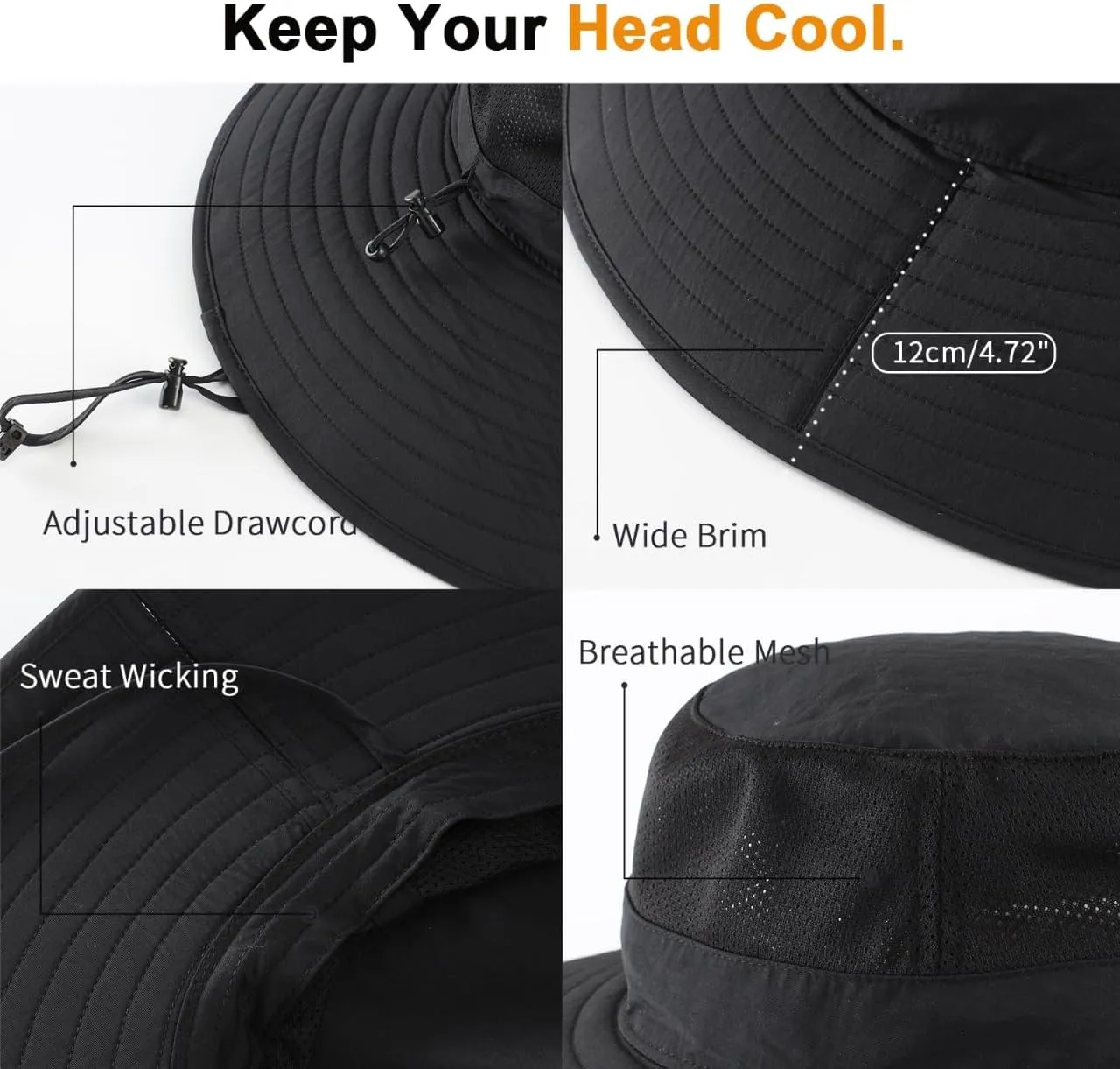 Home Prefer UPF50  Mens Sun Hat Wide Brim Fishing Hat Foldable Large Brim UV Protection Sun Hat for Men Women Beach Gardening