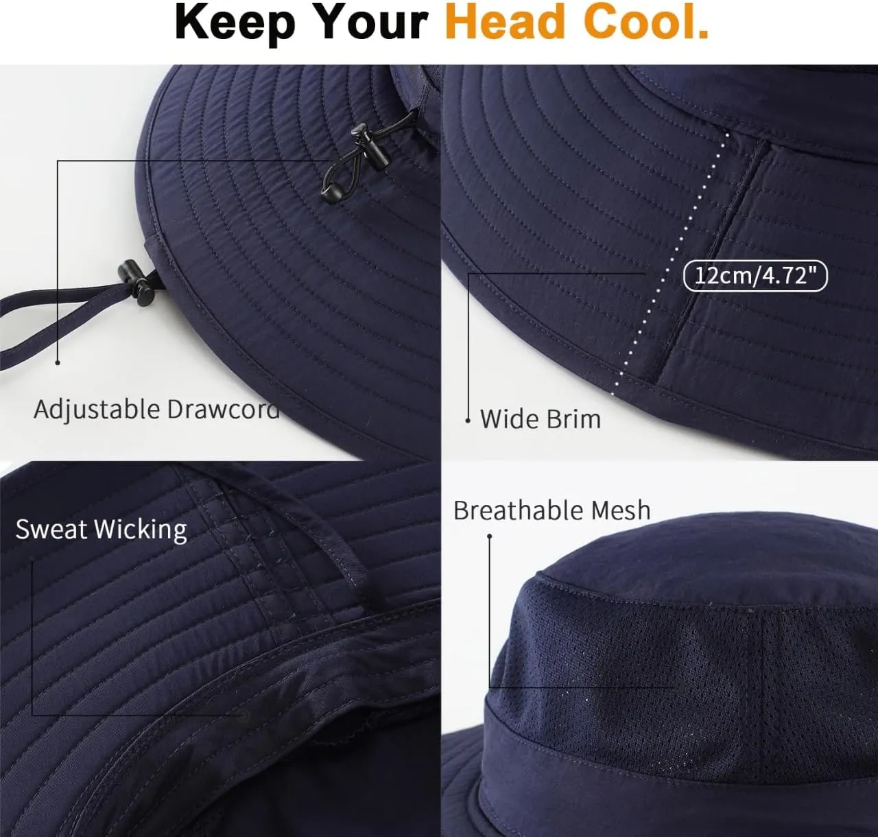 Home Prefer UPF50  Mens Sun Hat Wide Brim Fishing Hat Foldable Large Brim UV Protection Sun Hat for Men Women Beach Gardening