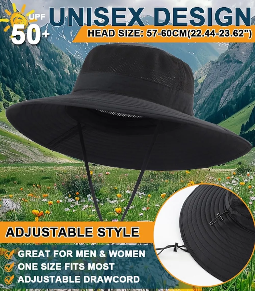 Home Prefer UPF50  Mens Sun Hat Wide Brim Fishing Hat Foldable Large Brim UV Protection Sun Hat for Men Women Beach Gardening