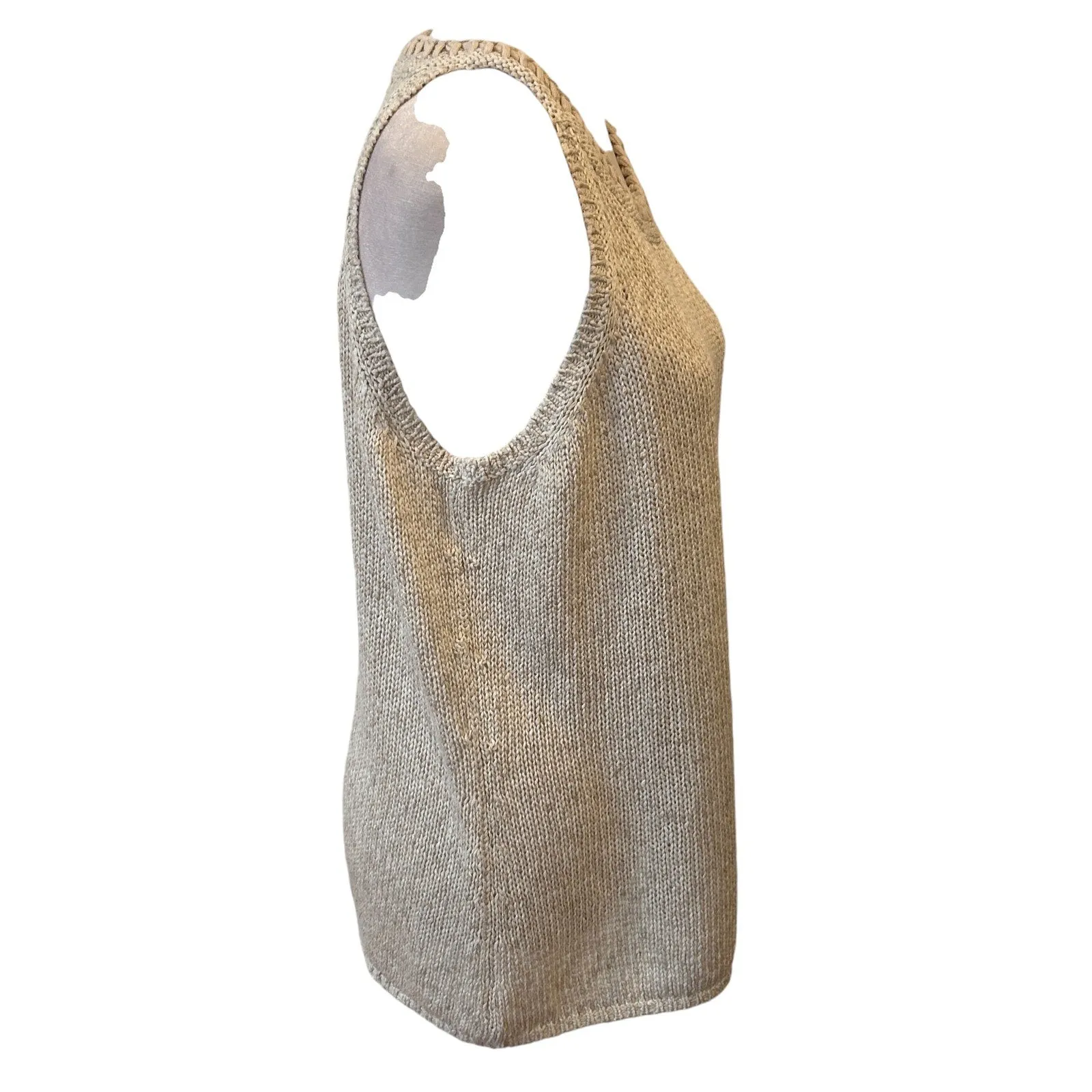 J. McLaughlin Oatmeal Cream Sleeveless Linen Blend Sweater Top Womens SIze Large
