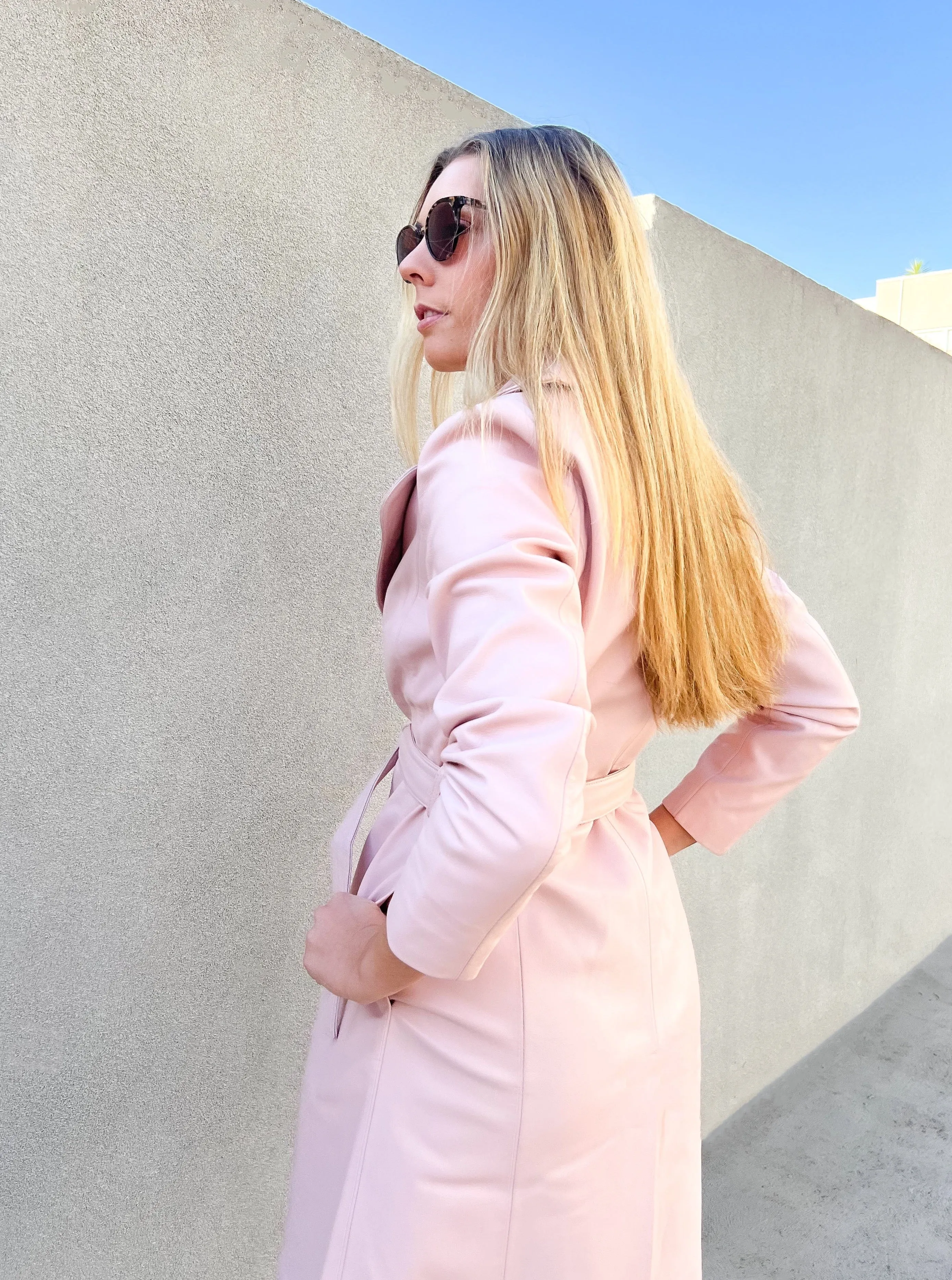 Jene Leather Trench | Blush