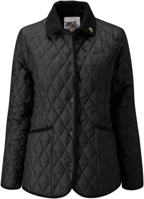 John Partridge Women's Moorlands Classic Quilted Jacket (Large, Black/Claret)