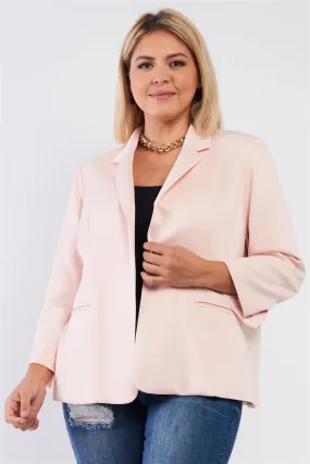Junior Plus Light Blush Classic Open Front Blazer /3-1-1-1