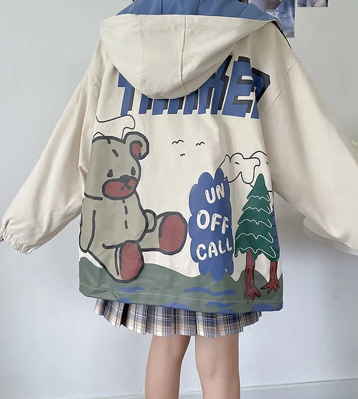 Kawaii Mori Girl Style Bear Plus Velvet Hooded