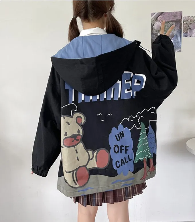 Kawaii Mori Girl Style Bear Plus Velvet Hooded