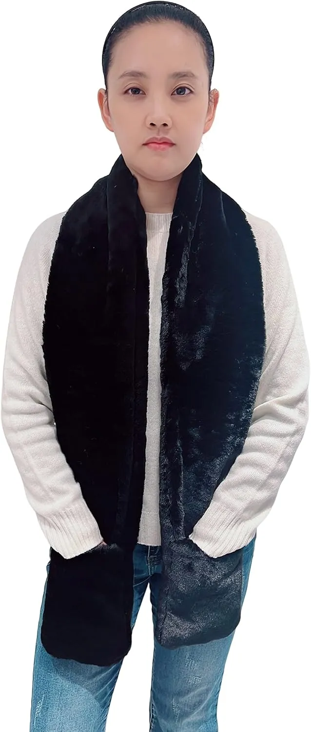 Lina & Lily Women's Winter Faux Fur Scarf Neck Warmer with Pockets