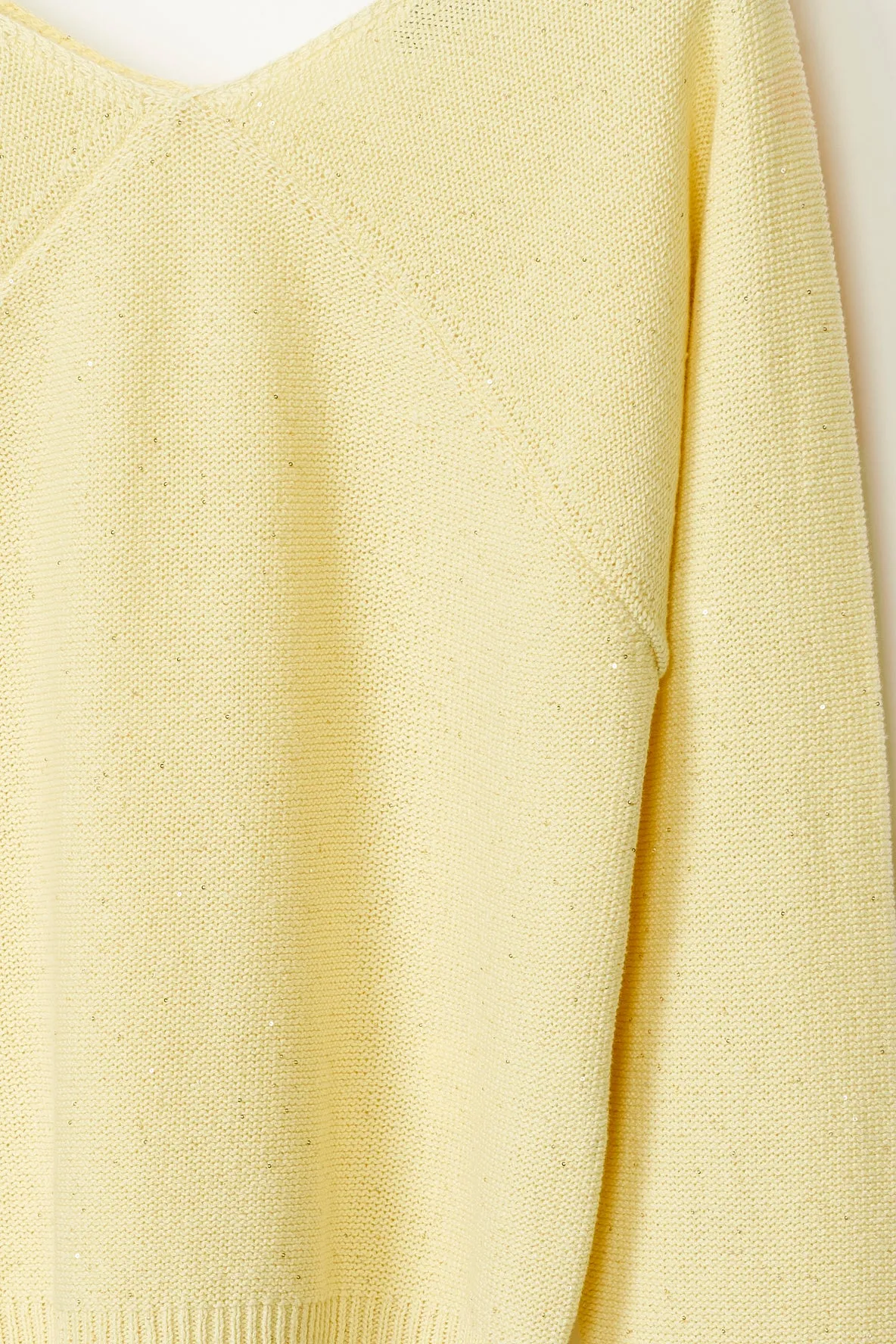 LONG SLEEVE COTTON V-NECK KNIT W FINE SEQUINS