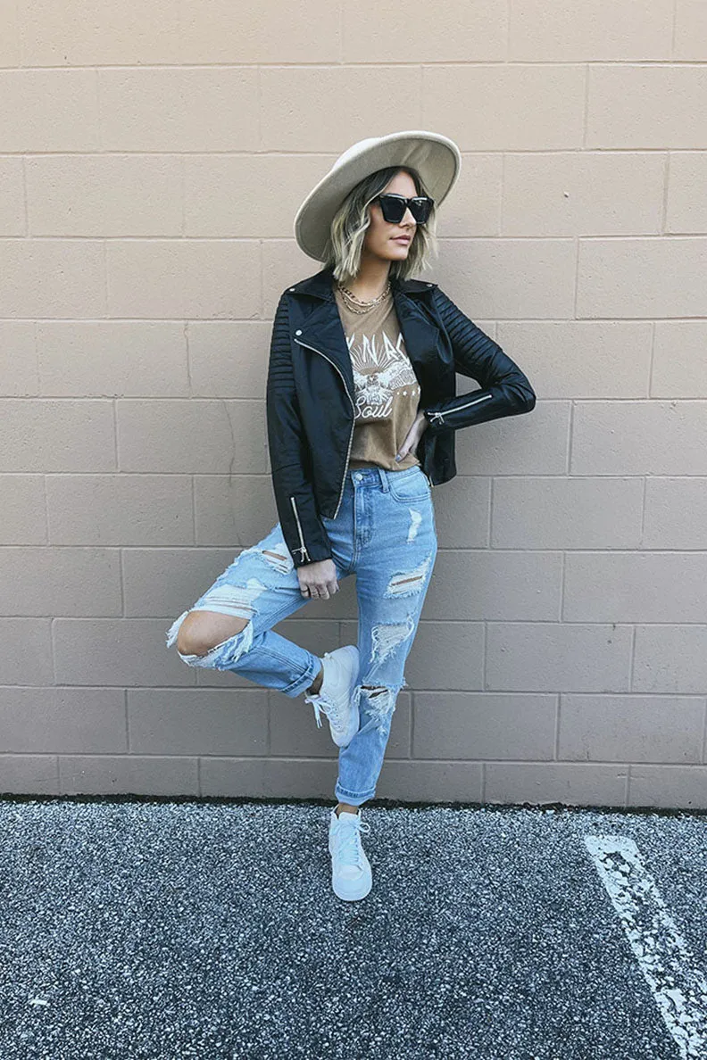 Love Bites Faux Leather Moto Jacket- Black