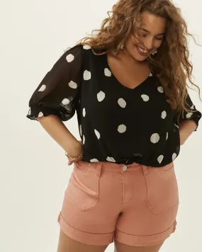 Maeve Stretchy Cotton Cuffed Short | Orange