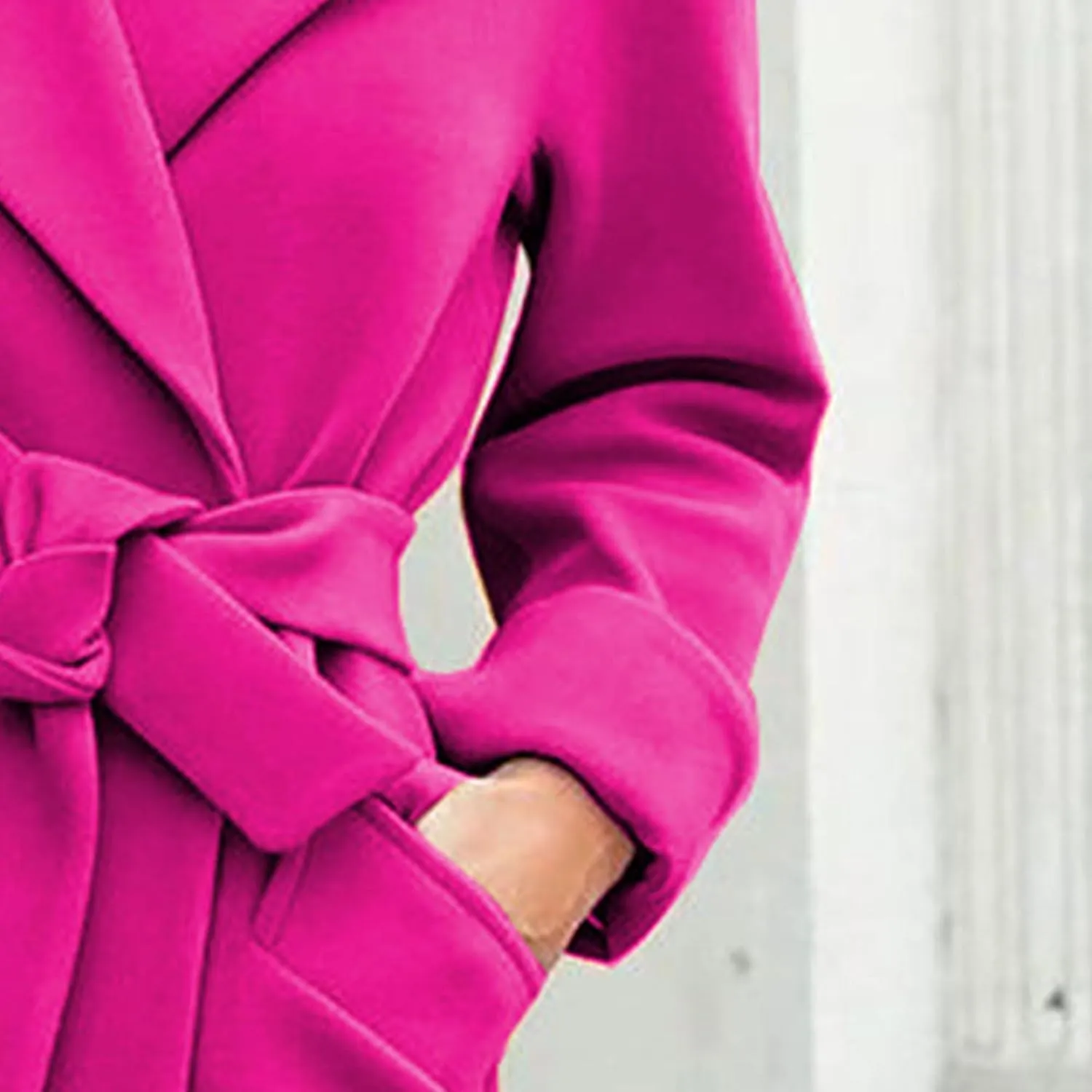 Maiyifu-GJ Women's Wool Blend Long Trench Coat Elegant Notched Lapel Coat Jacket Casual Fall Winter Overcoat with Belt