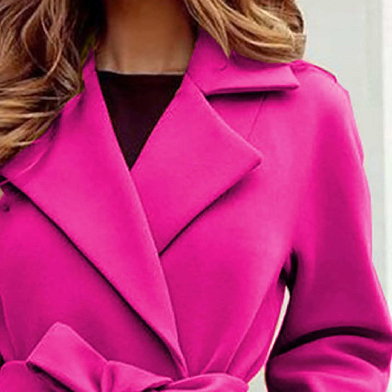 Maiyifu-GJ Women's Wool Blend Long Trench Coat Elegant Notched Lapel Coat Jacket Casual Fall Winter Overcoat with Belt