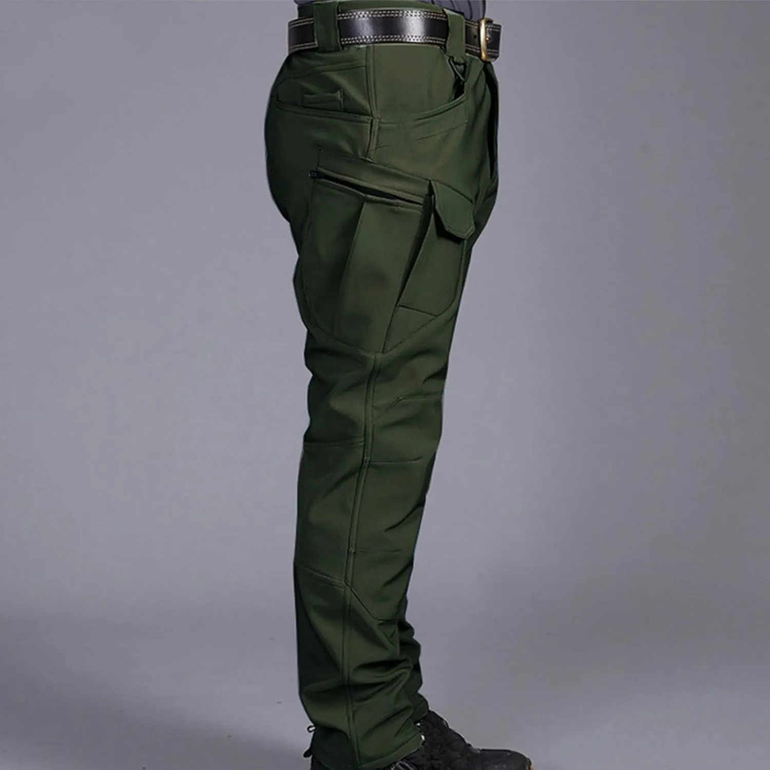 Men Cargo Pants Elastic Waist Casual Multi-Pocket Sports Trousers Workout Jogger Pants Outdoor Loose Hiking Pants