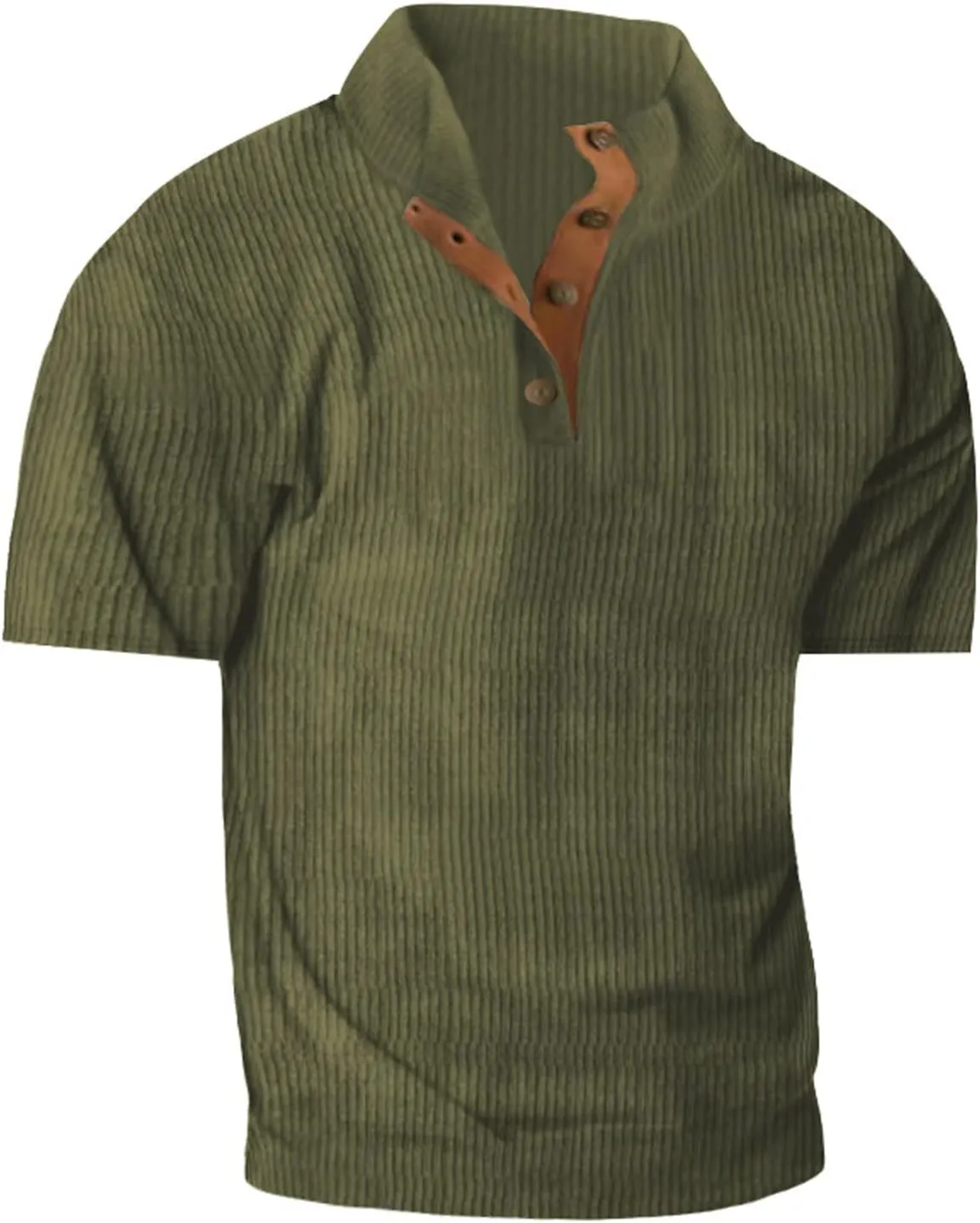 Mens 1/4 Button Sweater Short Sleeve Stand Collar Mens Sweatshirt Thermal Shirt Men's Sweatshirts No Hood, Mens Hoodie